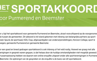 Sportakkoord voor gemeente Purmerend en Beemster 2020